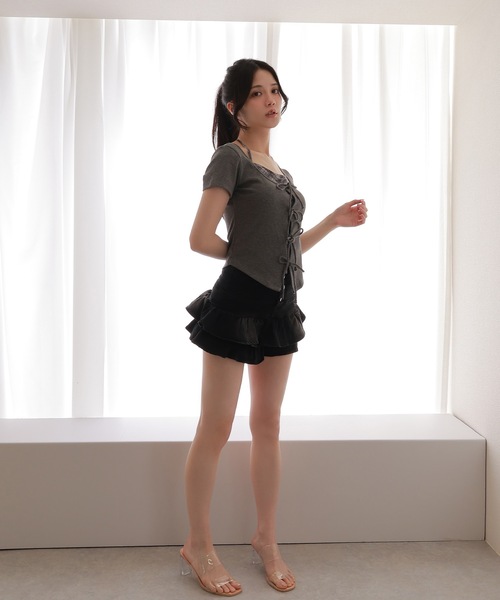 M DOLLY デニムスカート denim tiered skirt/デニムティアード
