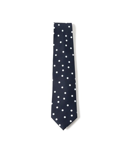 beamsf ネクタイ　ドット　ネイビー　ADAMLEY社　 新品未使用 BEAMS F（ビームスF） ネクタイ ADAMLEY シルク ドット柄 プリント