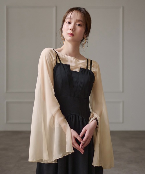 mideal（マイディール） ブラウス シャツ 2way sheer flare sleeves