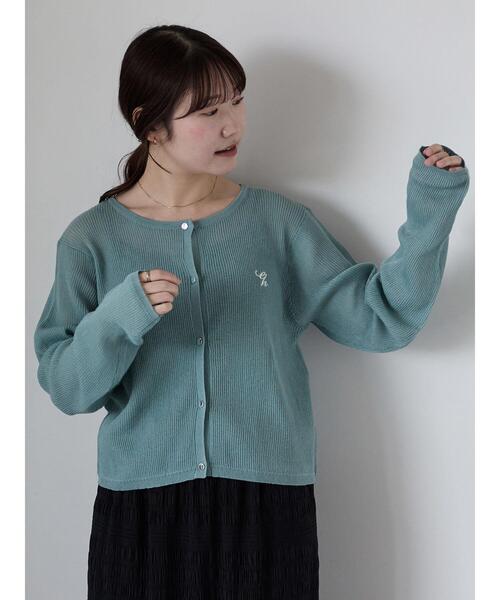 ehka sopo（エヘカソポ） カーディガン ワンポイント刺繍リブ