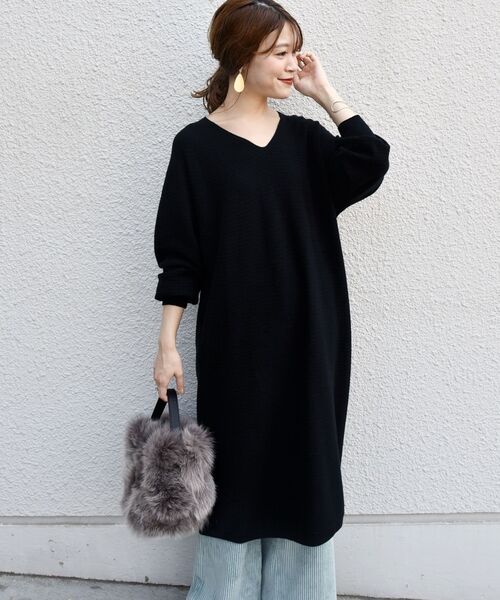 SHIPS（シップス） ニットワンピース ONE SIZE ブラック レディース