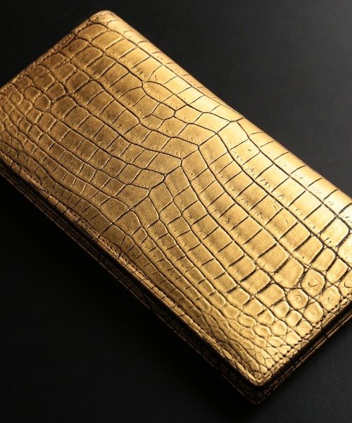 長財布 財布 クロコダイルレザー 長財布 金箔 KAZARIHAKU 日本製 無双 メンズ レディースの画像