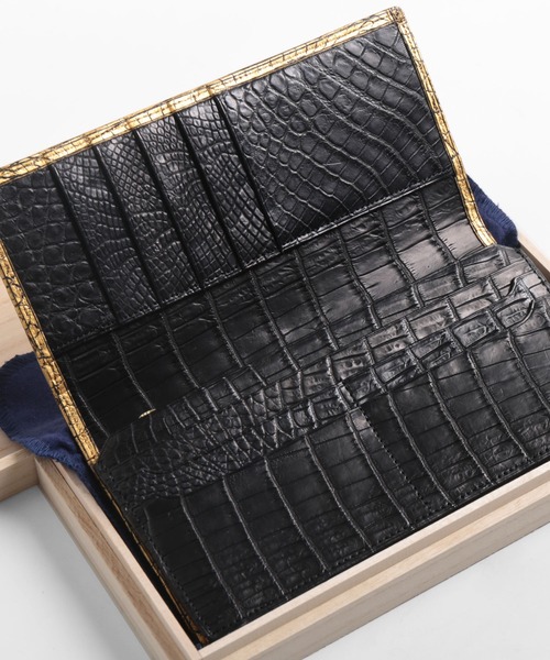 長財布 財布 クロコダイルレザー 長財布 金箔 KAZARIHAKU 日本製 無双 メンズ レディースの画像