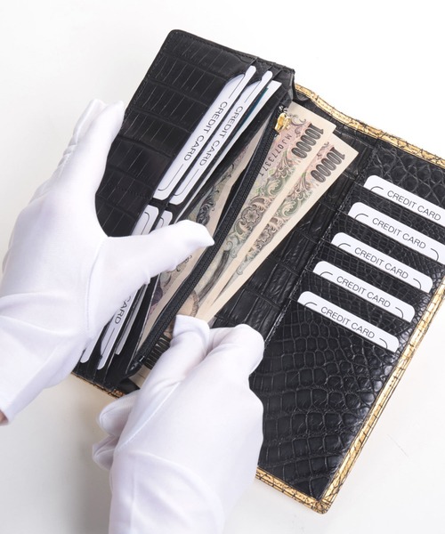 長財布 財布 クロコダイルレザー 長財布 金箔 KAZARIHAKU 日本製 無双 メンズ レディースの画像