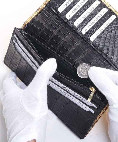 長財布 財布 クロコダイルレザー 長財布 金箔 KAZARIHAKU 日本製 無双 メンズ レディースの画像