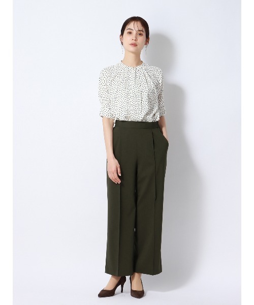 パンツ ココチよ タックワイドパンツ ウォッシャブル ストレッチ