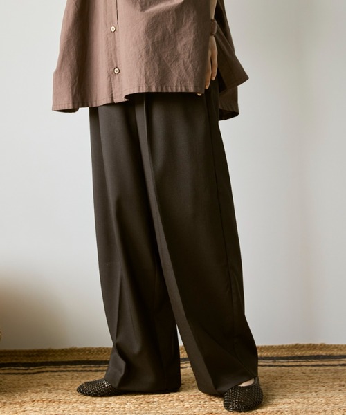 Libra Cue スラックス パンツ センタープレスイージーパンツ