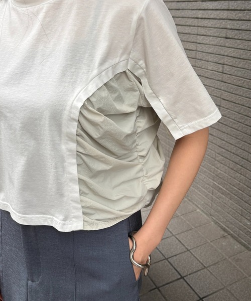 &g'aime tシャツ 「＆g'aime」サイドギャザーデザイントップス