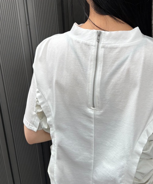 tシャツ 「＆g'aime」サイドギャザーデザイントップス　Side-Gathered Panel T-Shirt レディース &g'aime tシャツ 「＆g'aime」サイドギャザーデザイントップス