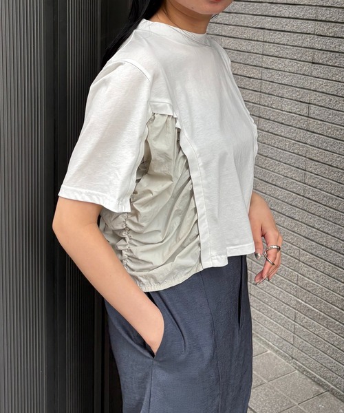 tシャツ 「＆g'aime」サイドギャザーデザイントップス　Side-Gathered Panel T-Shirt レディース &g'aime tシャツ 「＆g'aime」サイドギャザーデザイントップス