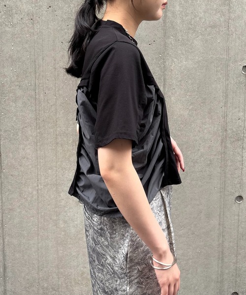 tシャツ 「＆g'aime」サイドギャザーデザイントップス　Side-Gathered Panel T-Shirt レディース &g'aime tシャツ 「＆g'aime」サイドギャザーデザイントップス