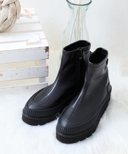 「Noubel Voug Relax」 ショートブーツ 3/L ホワイト×ブラック レディース_画像2