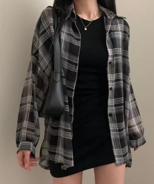 フランス製 チェーン柄 総柄 長袖 ブラウス シャツ レディース 黒 O97b チェーン柄 ブラウス | BrillantSelect Store