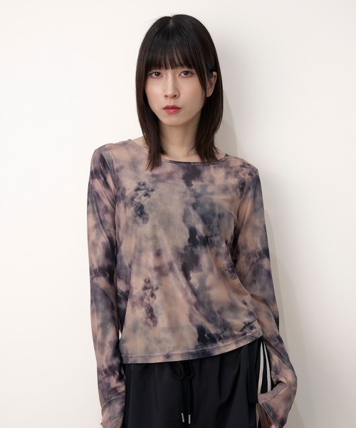 tシャツ 「Nora Lily」「elle」Tie dyeing sheer Top「2」 レディース