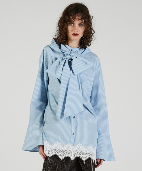 ブラウス シャツ ボウタイシャツ / Bow tie shirt レディースの画像