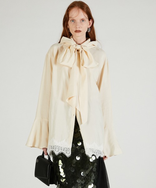 ブラウス シャツ ボウタイシャツ / Bow tie shirt レディースの画像
