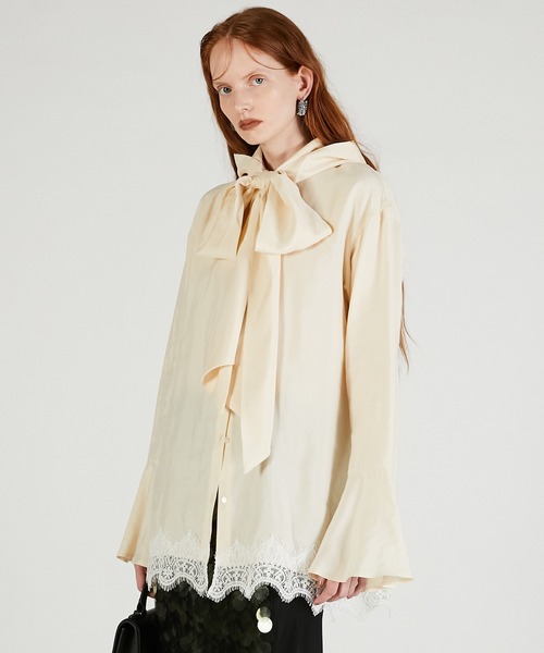 ブラウス シャツ ボウタイシャツ / Bow tie shirt レディースの画像