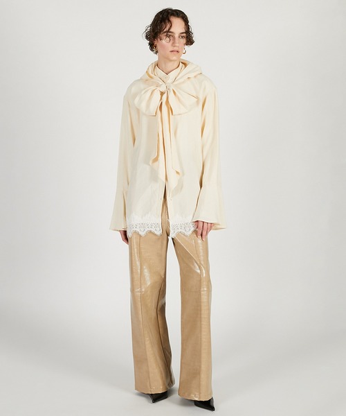 ブラウス シャツ ボウタイシャツ / Bow tie shirt レディースの画像