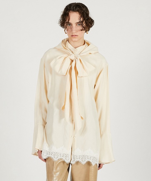 ブラウス シャツ ボウタイシャツ / Bow tie shirt レディースの画像