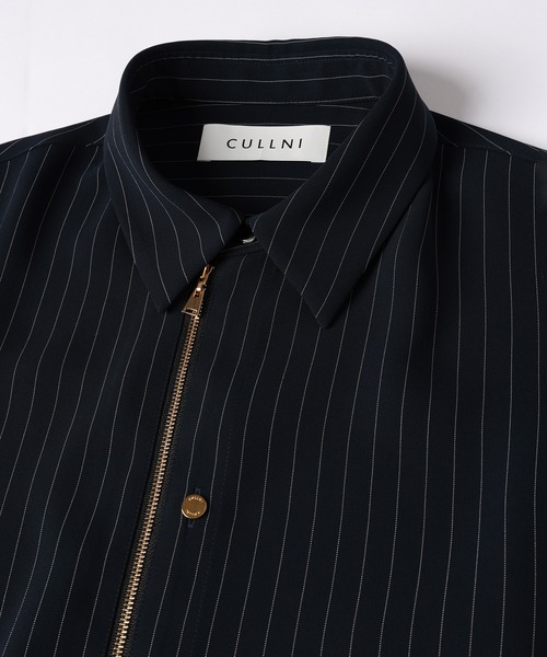 CULLNI シャツ Stripe Double Cloth Zip Up Shirt メンズ