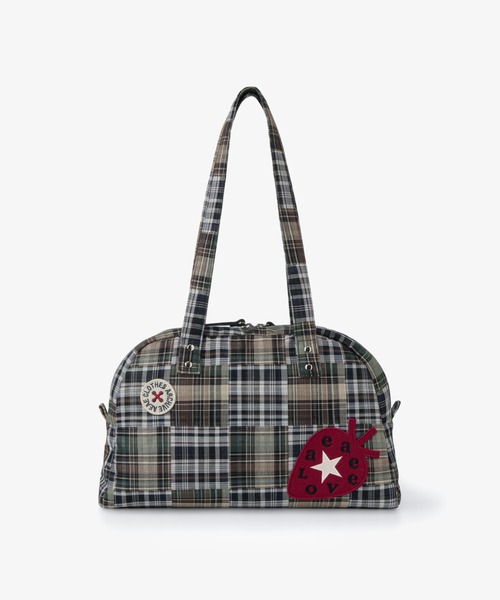 AeAeチェック柄トートバッグ ハート刺繍付き｜Aeae ストロベリー刺繍の