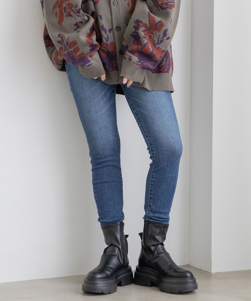 「LOWRYS FARM」 スキニーデニムパンツ MEDIUM ブラック レディース