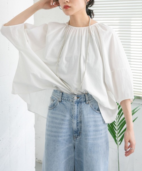 「KBF」 半袖ブラウス ONE ブルー レディース_画像2