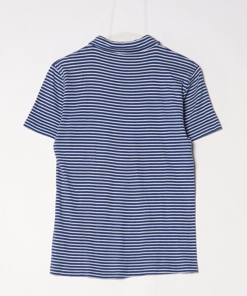 「Letroyes」 ボーダー柄半袖ポロシャツ M ブルー レディース_画像2
