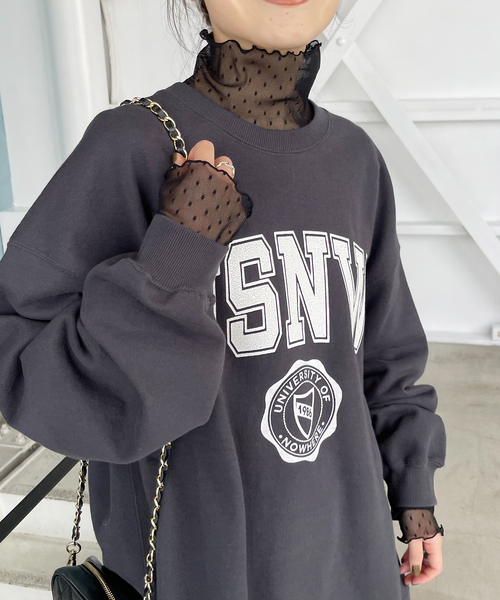 スピックアンドスパン ドットチュール ハイネック ブラック 新品 Spick＆Span（スピック アンド スパン） tシャツ 「WEB限定 / 追加4