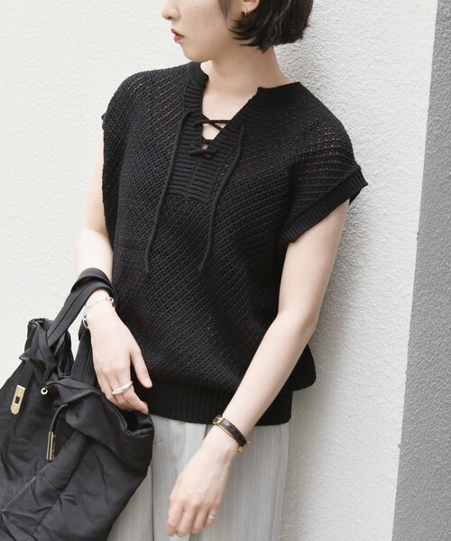 quaranciel ノースリーブニット ONE SIZE ブラック レディース