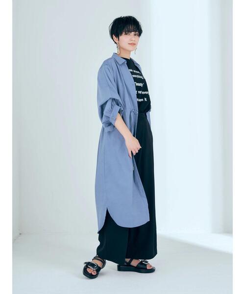 「YECCA VECCA」 シャツワンピース FREE ブルー レディース_画像8