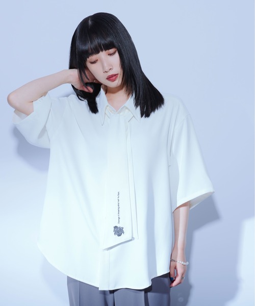 「Ellno Loset」 半袖シャツ MEDIUM オフホワイト メンズ_画像4