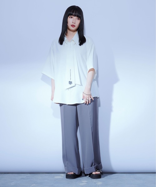 「Ellno Loset」 半袖シャツ MEDIUM オフホワイト メンズ_画像6