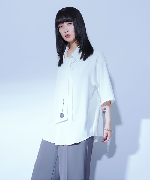 「Ellno Loset」 半袖シャツ MEDIUM オフホワイト メンズ_画像8