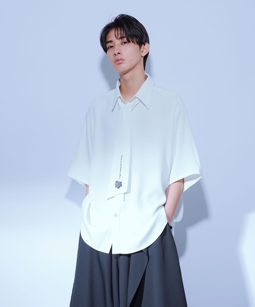 「Ellno Loset」 半袖シャツ MEDIUM オフホワイト メンズ_画像9