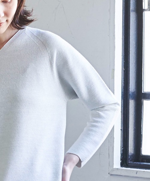 「la.f…」 長袖ニット 11号 ネイビー レディース_画像3