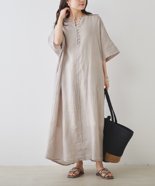 「PUAL CE CIN」 半袖ワンピース FREE ブラック レディース_画像9