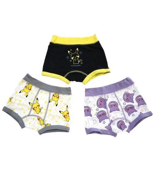 ボクサーパンツ monpoke モンポケ 3枚組ボクサーパンツ 総柄×ワン