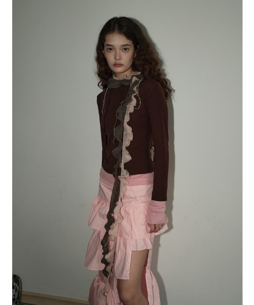 マフラー ストール Y2K ウール混 ボーダーニットスカーフ マフラー