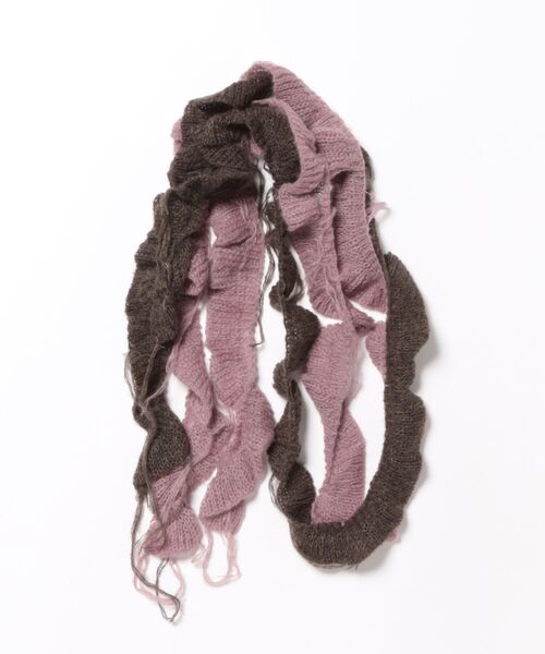 マフラー ストール Y2K ウール混 ボーダーニットスカーフ マフラー