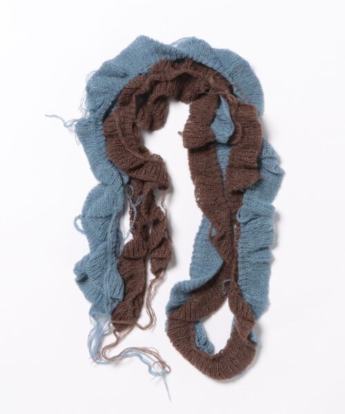 マフラー ストール Y2K ウール混 ボーダーニットスカーフ マフラー