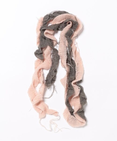 マフラー ストール Y2K ウール混 ボーダーニットスカーフ マフラー