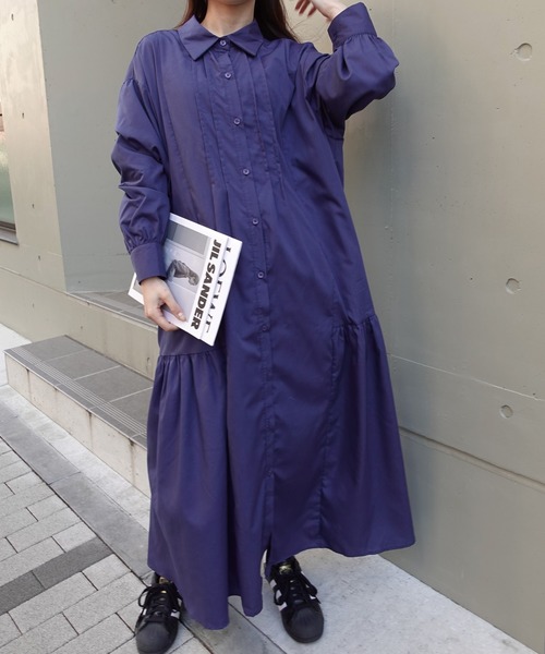 CORNERS by KR」 シャツワンピース M ネイビー レディース : ZOZOTOWN