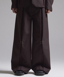 GRANCY ピアスデザインタックスラックス ブラウン　Mサイズ GRANCY ワイドパンツ スラックス 「GRANCY」Pierced Tuck Slacks