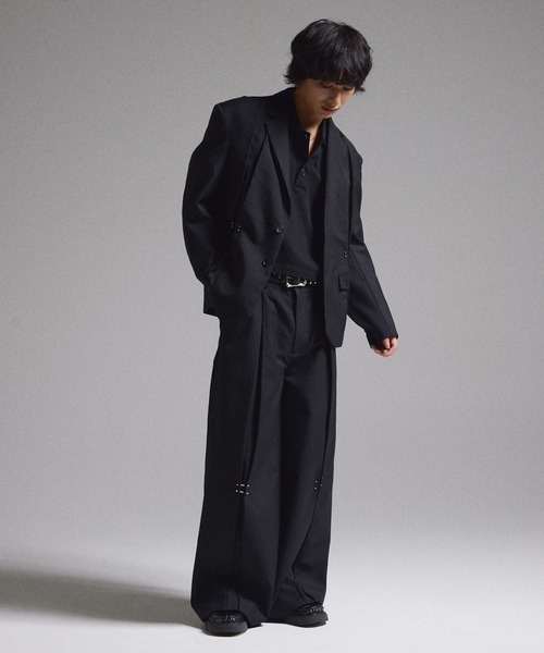 新品未使用 タグ付き grancy 黒スラックス L GRANCY スラックス 「GRANCY」Pierced Tuck Slacks / ピアスデザイン