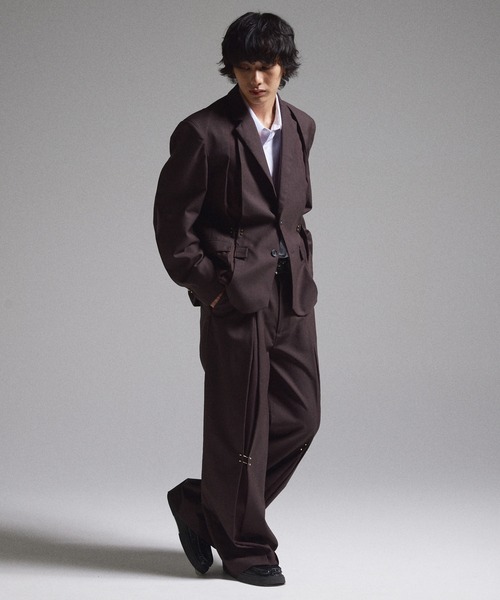 GRANCY ピアスデザインタックスラックス ブラウン　Mサイズ GRANCY スラックス 「GRANCY」Pierced Tuck Slacks / ピアスデザイン