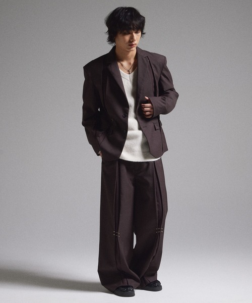 試着のみ　【GRANCY】ピアスデザインタックテーラードジャケット Sサイズ GRANCY スラックス 「GRANCY」Pierced Tuck Slacks / ピアスデザイン