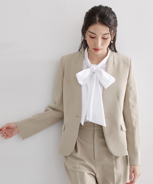 THE SHOP TK ジャケット ノーカラージャケット 入学式 卒業式 「通勤