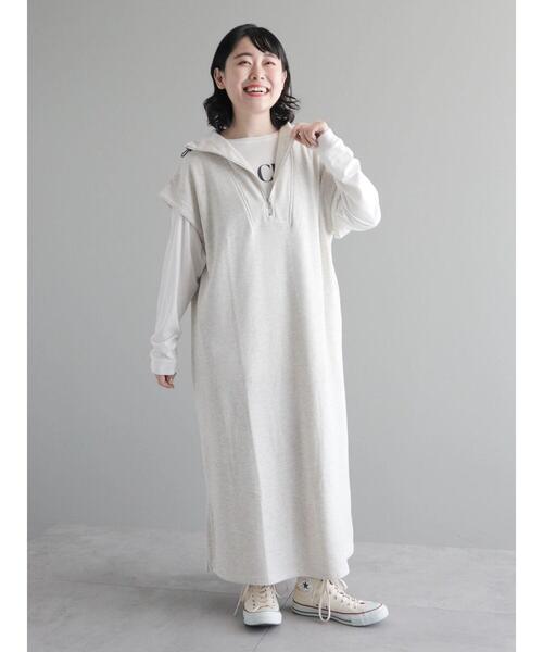 「CRAFT STANDARD BOUTIQUE」 半袖ワンピース FREE 杢グレー レディース_画像2