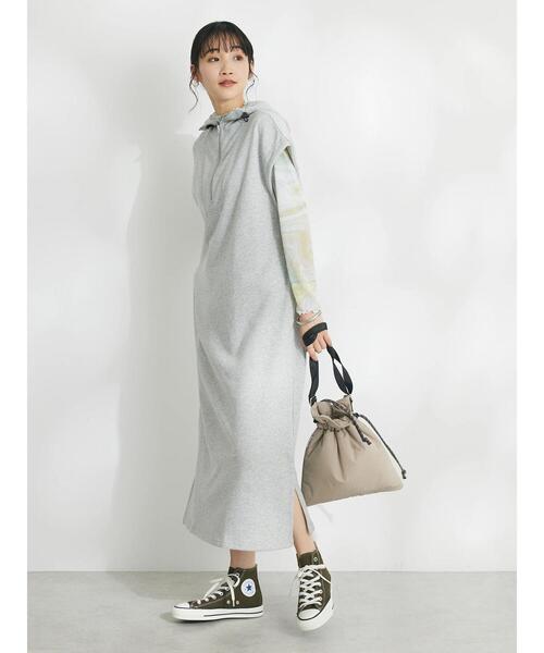 「CRAFT STANDARD BOUTIQUE」 半袖ワンピース FREE 杢グレー レディース_画像7